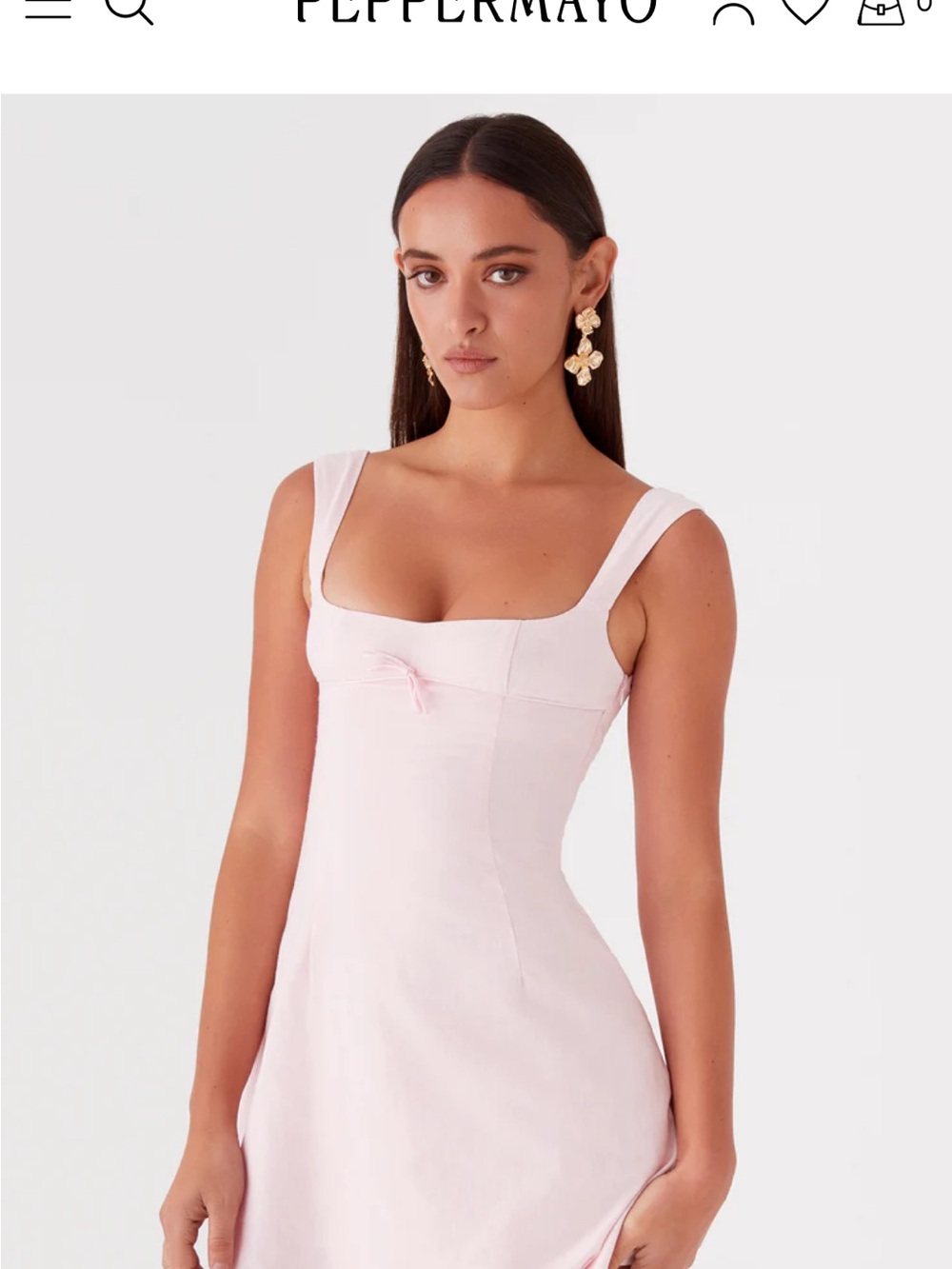 Peppermayo Pale Pink Square Neck Dress